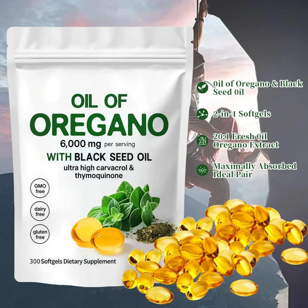 Oregano Oil and Black Seed Oil Supplement for Immune Support