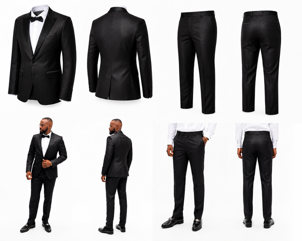 Men’s Black Slim Fit Tuxedo with Satin Lapel – Premium Formal Suit