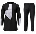Men’s Modern African Traditional Set – Black/Silver (2-Piece)