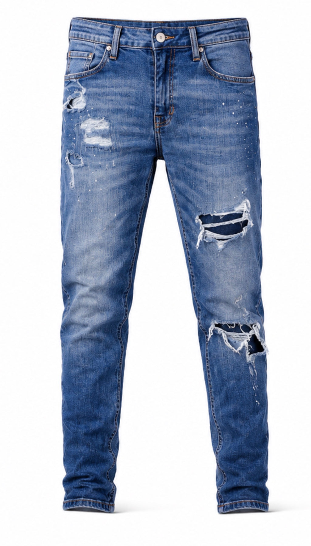 Men’s Distressed Skinny Jeans – Medium Wash Blue.Used(Like-New)