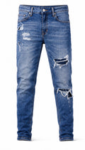 Men’s Distressed Skinny Jeans – Medium Wash Blue.Used(Like-New)