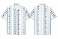 Men’s Embroidered Stripe Short Sleeve Shirt – White/Teal