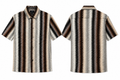 Men’s Geometric Stripe Button-Up Shirt – Beige/Brown/Black