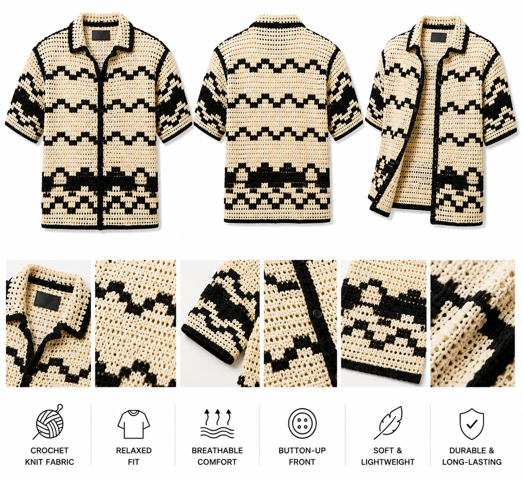 Monaco Crochet Knit Shirt.Used(Like-New)