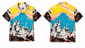 Men’s Artistic Landscape Print Short Sleeve Shirt – Multicolor
