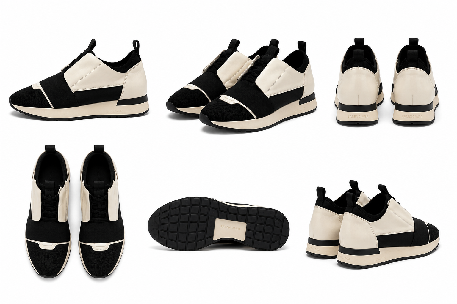 Balenciaga Runner Sneakers – Black & White.Used(Like-New)