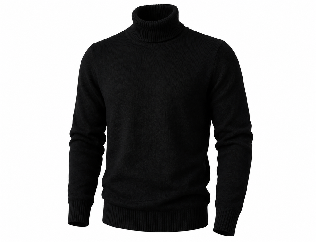 Men’s Premium Turtleneck Sweater – Black & Beige.Used(Like-New)