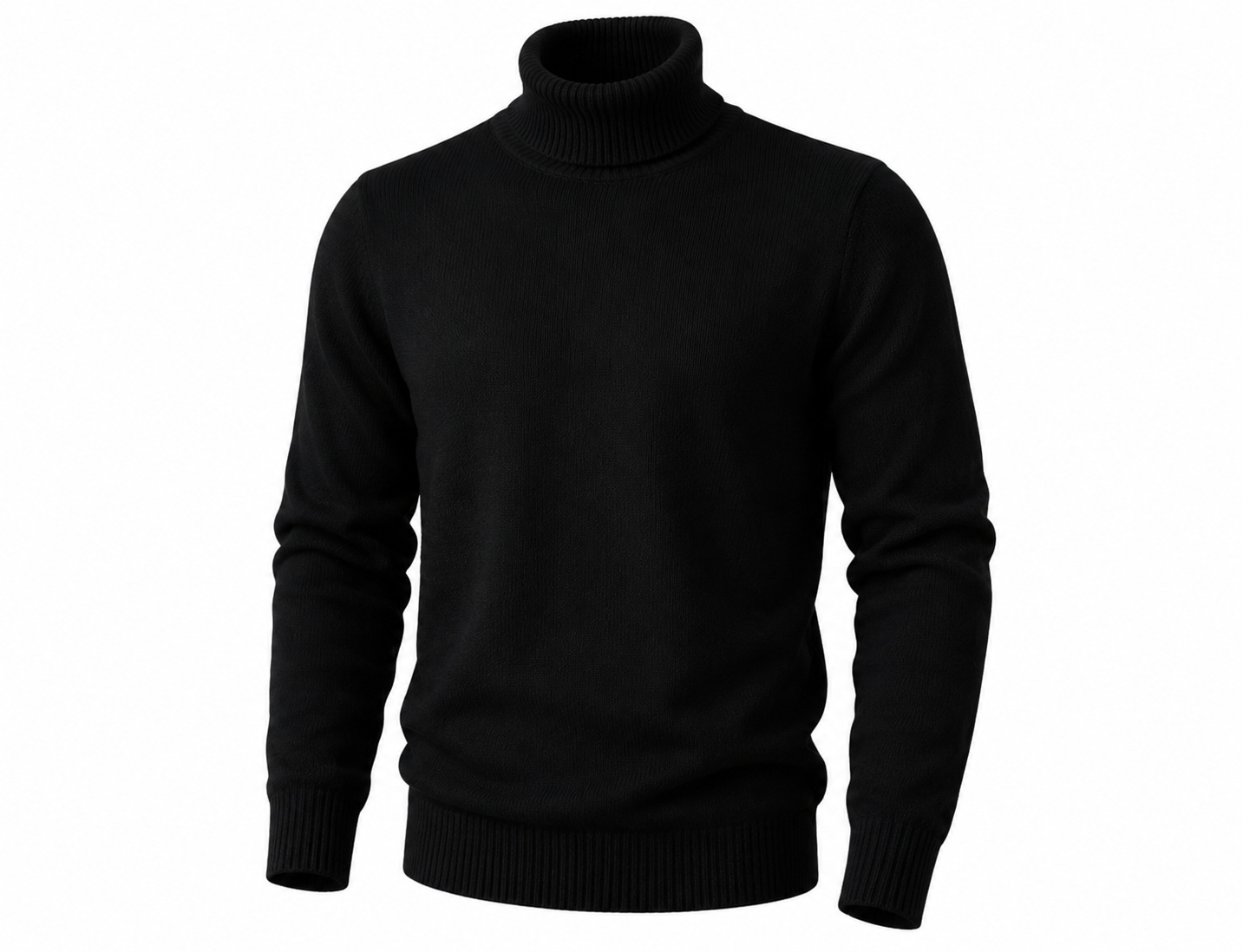 Men’s Premium Turtleneck Sweater – Black & Beige.Used(Like-New)