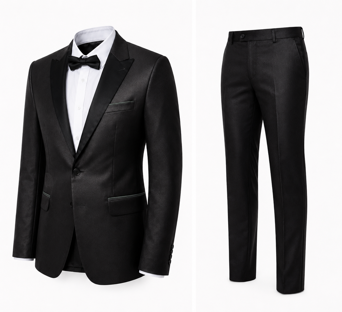 Men’s Black Slim Fit Tuxedo with Satin Lapel – Premium Formal Suit