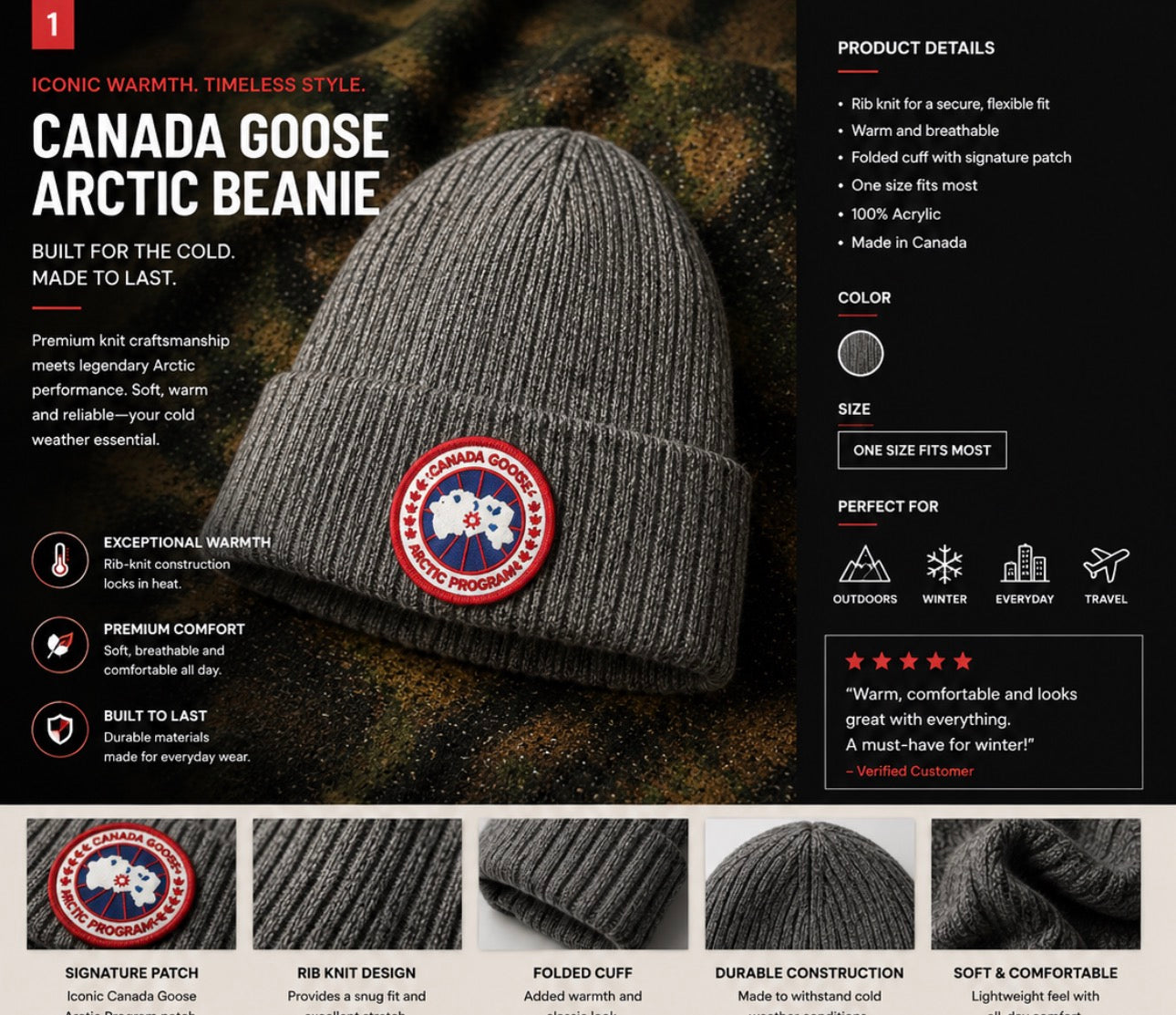 Classic Ribbed Knit Beanie – Red