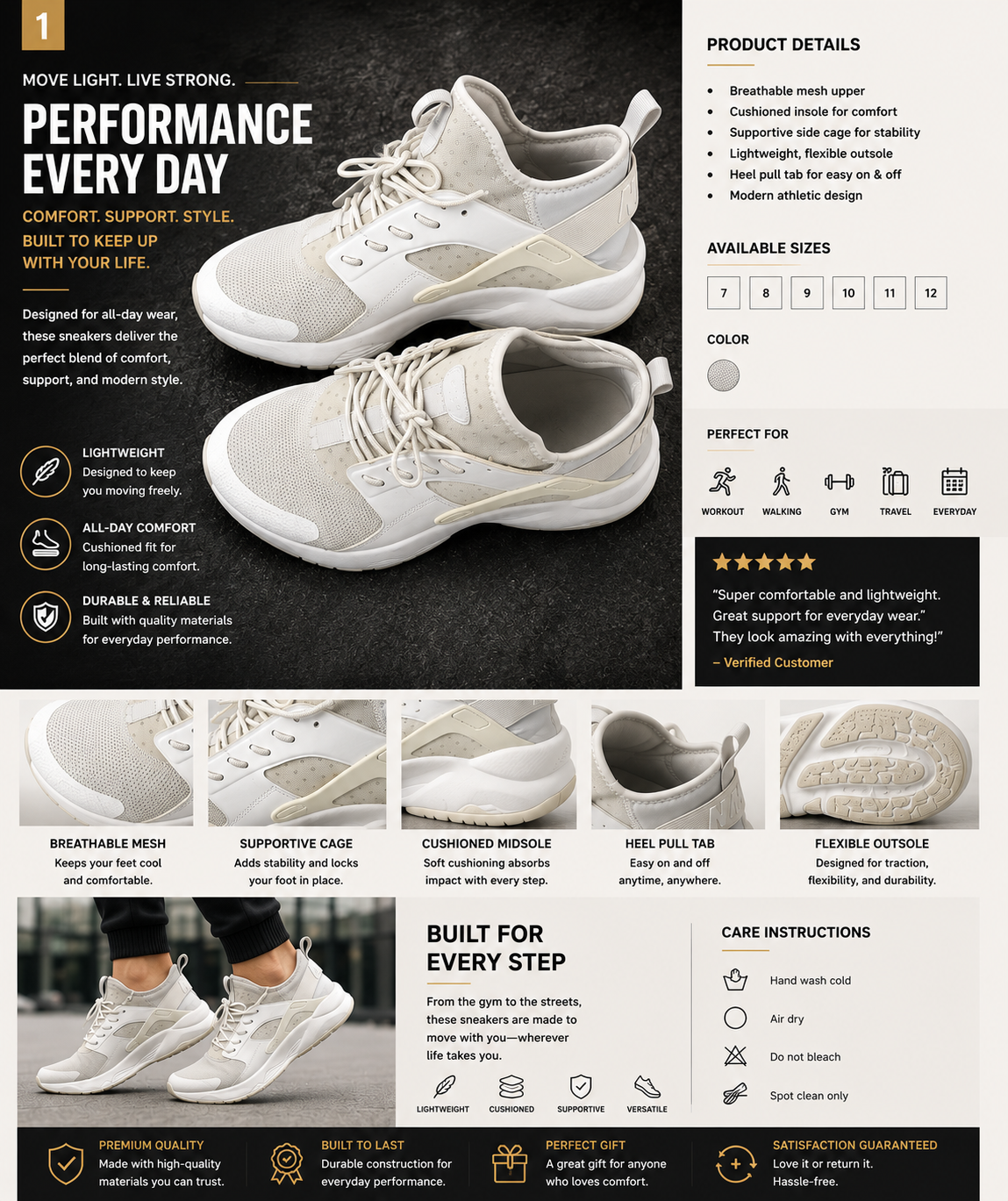 Men’s Urban Flex Lifestyle Sneakers – Ivory White.Used(Like-New)