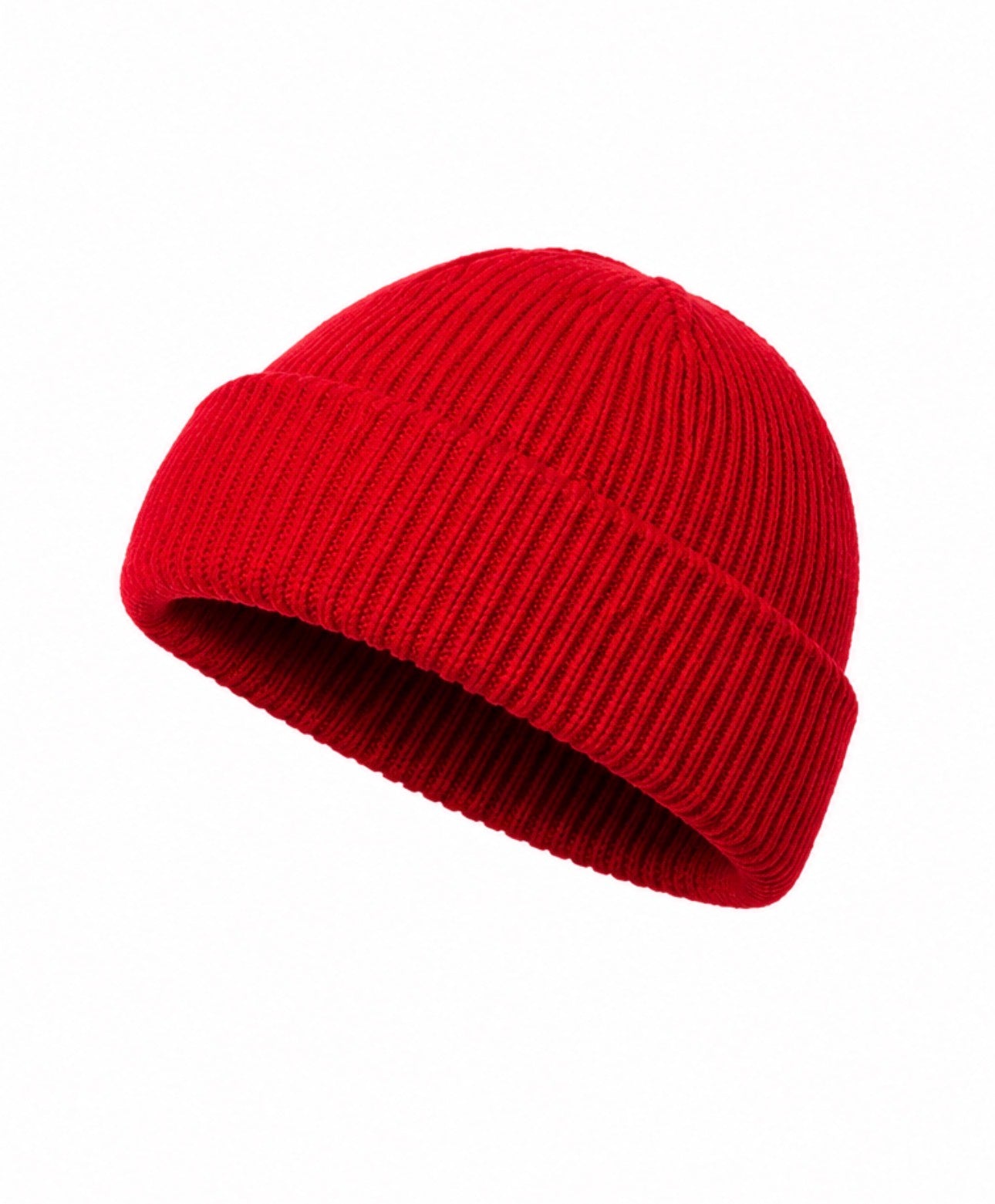 Classic Ribbed Knit Beanie – Red