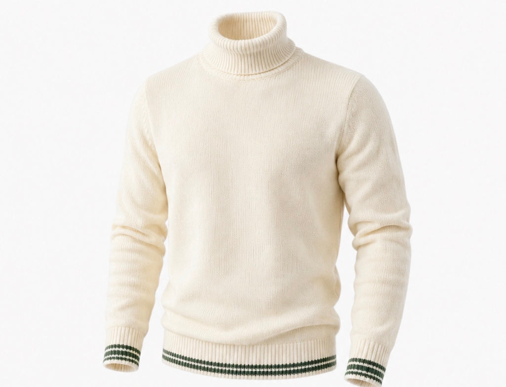 Men’s Premium Turtleneck Sweater – Black & Beige.Used(Like-New)