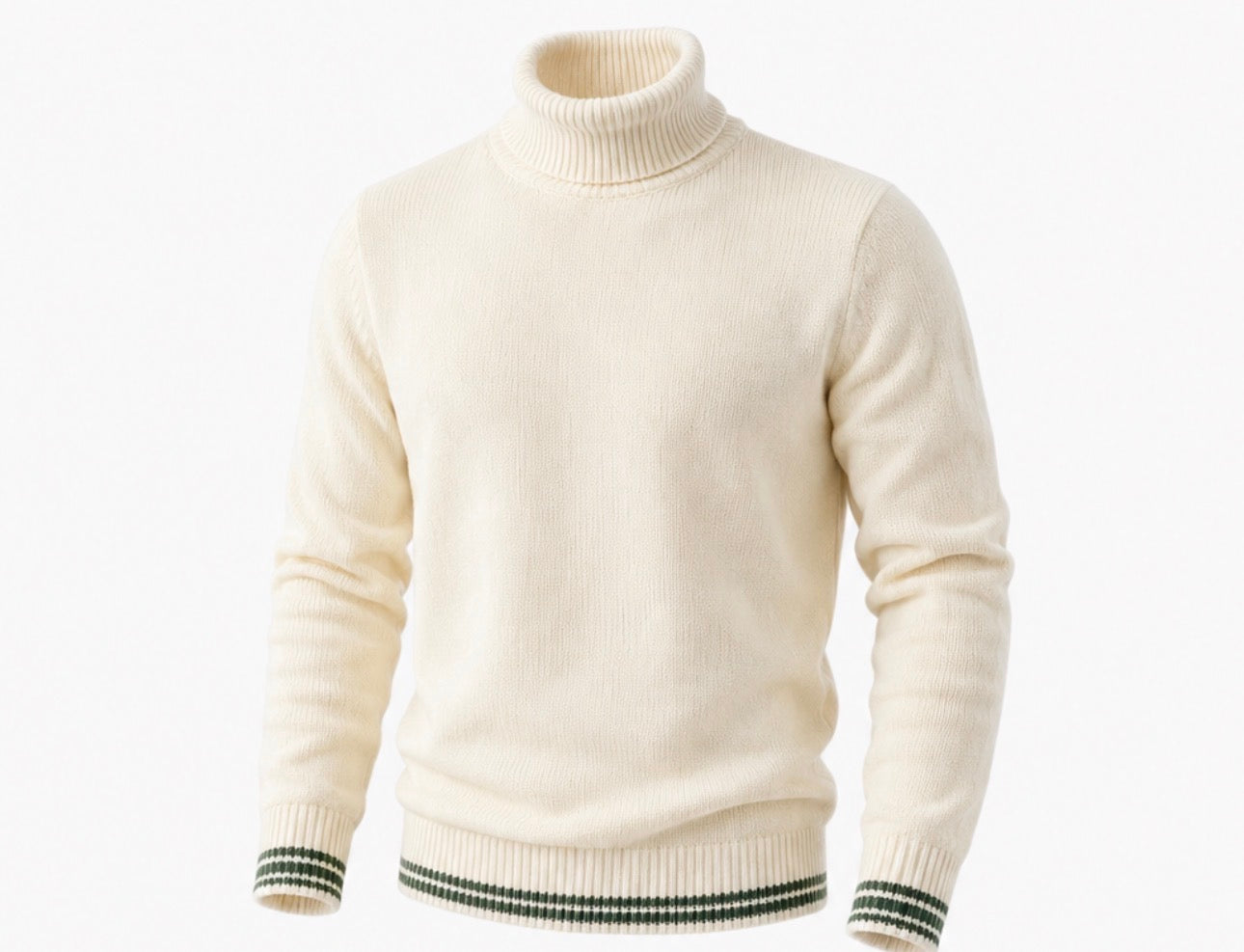 Men’s Premium Turtleneck Sweater – Black & Beige.Used(Like-New)